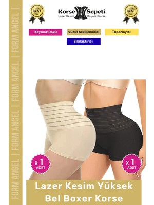 Korse Sepeti #korse Vücut Toparlayıcı Şekillendirici Kaymaz Doku Lazer Kesim Yüksek Bel Boxer Korse 2'li Set