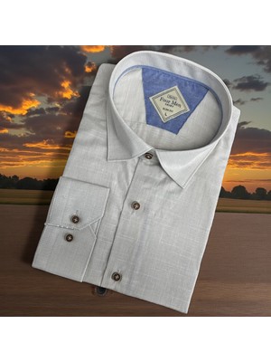 Eren Style Uzun Kol Linen Keten Slim Fit 4 Mevsim Giyilebilen Pamuklu Gömlek