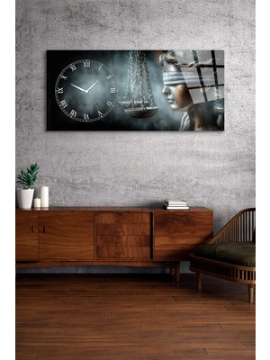 Olinpa Kırılmaz Cam Duvar Saati , Hem Tablo Hem Saat Adalet Terazisi Tasarım Ev Ofis Hediyesi