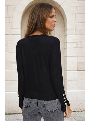 Bacc Siyah Yumuşak Dokulu Düğme Detaylı Hırka BCBSK-25700-3007