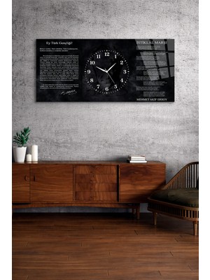 Olinpa Kırılmaz Cam Duvar Saati , Hem Tablo Hem Saat  Istiklal Marşı, Gençliğe Hitabetasarım Ev Ofis Hediyesi