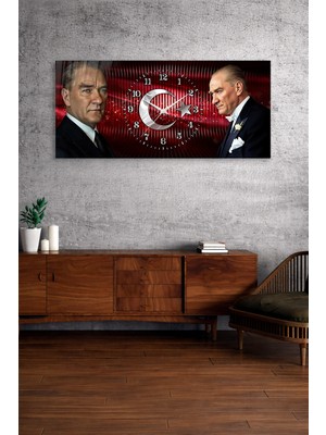 Olinpa Kırılmaz Cam Duvar Saati , Hem Tablo Hem Saat Atatürk Tasarım Ev Ofis Hediyesi