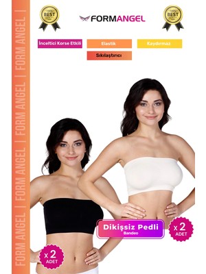 Form Angel #bandeo Seamless Toparlayıcı Kadın Basic Örme Dikişsiz Pedli Bandeo Büstiyer 4'lü Set