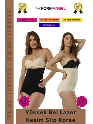 Form Angel #korse 2 Beden Incelten Lazer Kesim Iz Göstermeyen Kaymaz Toparlayıcı Yüksek Bel Slip Korse 6'lı Set