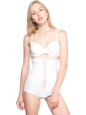 MTM My The Mall Giyim Beyaz Mı Emay 2886 Yüksek Bel Tül Slip Lazer Korse