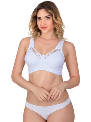 MTM My The Mall Giyim Beyaz Mı Emay 181 C Dantelli Toparlayıcı Cotton Sütyen