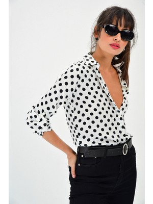 Bacc Beyaz Puantiyeli Salaş Gömlek BCBSK-25700-T4011-1500