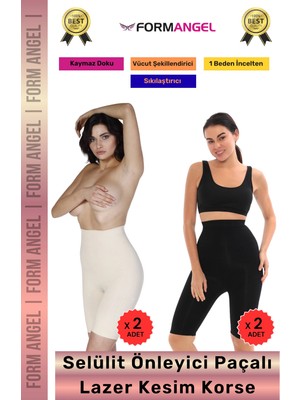 Form Angel #korse Lazer Kesim Dikişsiz Iz Göstermeyen Toparlayıcı Kaymaz Selülit Önleyici Paçalı Korse 4'lü Set