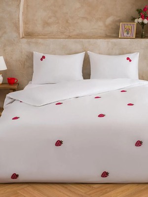 LC Waikiki Karışık Çilek Baskılı Çift Kişilik Nevresim Seti  (S6)