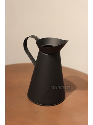 Home Dekoratif Mat Siyah Vazo Ibrik Çiçeklik Saksı Dekorasyon Eşyası Vintage Country Saplı Sürahi