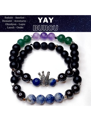 Herkimer Doğaltaş Orijinal Doğaltaş Yay Burcu Erkek Bileklik Kombini