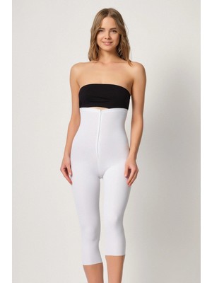 Giyim Beyaz Mı Emay 2868 Fermuarlı Kapri Tayt Lazer Korse