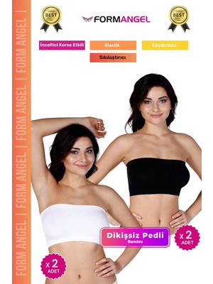 Form Angel #bandeo Seamless Toparlayıcı Kadın Basic Örme Dikişsiz Pedli Bandeo Büstiyer 4'lü Set