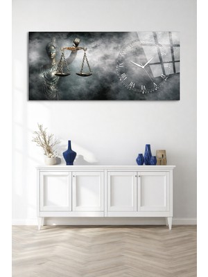 Olinpa Kırılmaz Cam Duvar Saati , Hem Tablo Hem Saat Adalet Terazisi Tasarım Ev Ofis Hediyesi