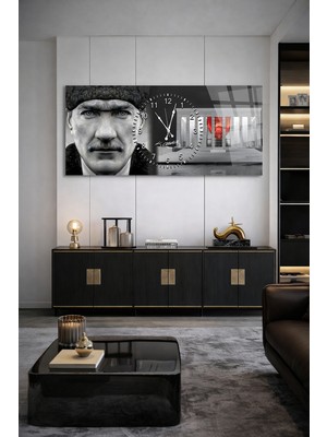 Olinpa Kırılmaz Cam Duvar Saati , Hem Tablo Hem Saat Atatürk Tasarım Ev Ofis Hediyesi