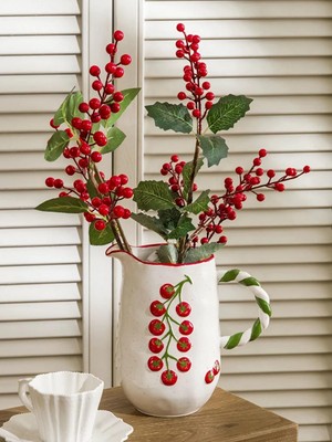 Karışık Domates Baskılı Seramik Vazo  (S6)