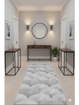 Swan Home Kaymaz Tabanlı Yolluk Kesme Halı Salon Koridor Mutfak Yatak Odası Halısı SHJ93024 Gri