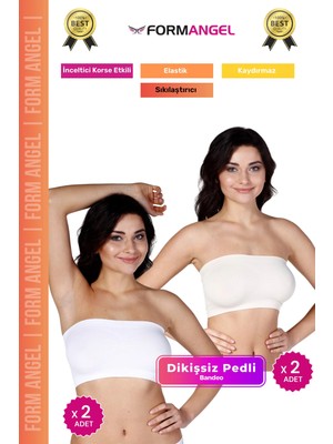 Form Angel #bandeo Seamless Toparlayıcı Kadın Basic Örme Dikişsiz Pedli Bandeo Büstiyer 4'lü Set