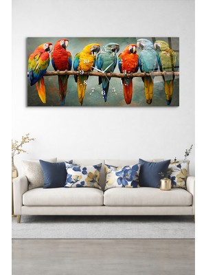 Olinpa Kırılmaz Cam Duvar Saati , Hem Tablo Hem Saat Papağan Kuş Tasarım Ev Ofis Hediyesi