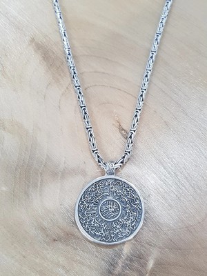 Canka Ayetel Kürsi Yazılı Kolye ucu ve Kral Zincir