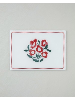 English Home Bright Parade Cam Kesme Tahtası 25X35 cm Kırmızı - Beyaz