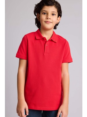 DeFacto 23 Nisan Çocuk Bayramı Regular Fit Polo Yaka Basic Düz Pike Kısa Kollu Polo Tişört Erkek Çocuk K1689A626SM