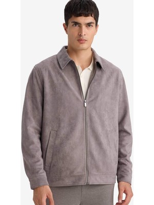 DeFacto Regular Fit Polo Yaka Astarlı Fermuarlı Süet Mont F7871AX26SP