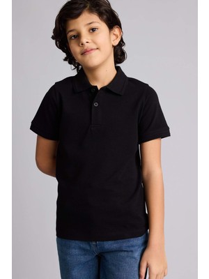 DeFacto Regular Fıt Polo Yaka Basıc Düz Pike Kısa Kollu Polo Tişört Erkek ÇOCUK K1689A626SM