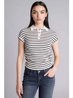 DeFacto Slim Fit Fitilli Kaşkorse Çizgili Polo Tişört G9549AX26SP