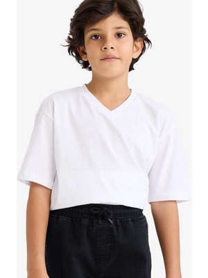 DeFacto Regular Fit V Yaka Kısa Kollu Tişört Erkek Çocuk K1693A626SM