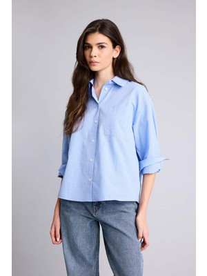 DeFacto %100 Pamuk Oversize Poplin Uzun Kollu Gömlek H1858AX26SP