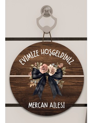 Shelife Dijital Baskı Ahşap, Kurdele Desenli, Kişiye Özel Kapı Süsü, Duvar Süsü