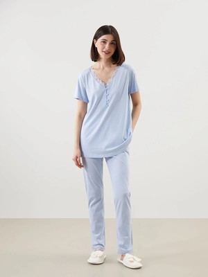 Lc Waikiki Yeni Sezon V Yaka Dantel Detaylı Hamile Pijama Takımı