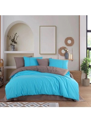 K-Yonlineticaret Hobby Tek Kişilik Poplin Nevresim Takımı Diamond Turkuaz Kahve