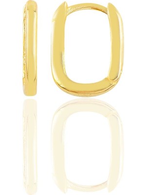 Söğütlü Silver Altın Renkli 925 Ayar Gümüş Sade U Modeli Kupe Kadınlar İçin Zarif Tasarım