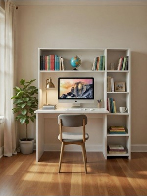 Pema Home %100MDF Kitaplıklı Çalışma Masası