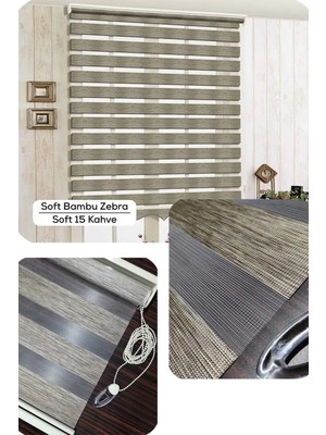 YS Perde Tasarım Modern Soft Bambu Kahverengi Zebra Stor Perde , Alüminyum Kasalı Yüksek Kaliteli - Kahve SBZ2065/V07