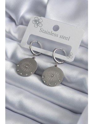 K-Yonlineticaret 316L Çelik Gümüş Renk Göz Işleme Zirkon Taş Detay Kadın Küpe