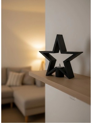 K-Yonlineticaret Yıldız Mumluk Siyah Modern Salon ve Raf Dekoru