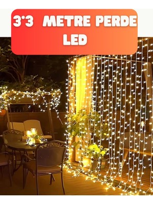 K-Yonlineticaret 300 LED Perde Işık – Sıcak Beyaz Dekoratif Aydınlatma