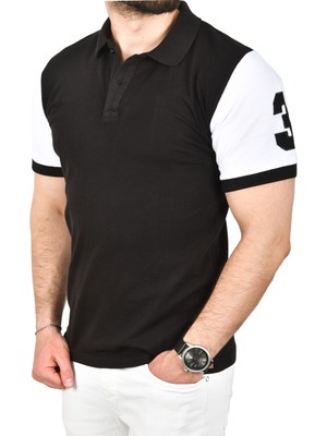 Rizzup Erkek Siyah Dar Kesim Pamuklu Polo Yaka Tişört Slim Fit Nefes Alan Kıvrılmaz Polo Yaka Tişört 2503022