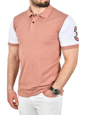 Rizzup Erkek Pudra Dar Kesim Pamuklu Polo Yaka Tişört Slim Fit Nefes Alan Kıvrılmaz Polo Yaka Tişört 2503022