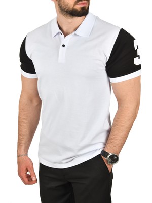 Rizzup Erkek Beyaz Dar Kesim Pamuklu Polo Yaka Tişört Slim Fit Nefes Alan Kıvrılmaz Polo Yaka Tişört 2503022