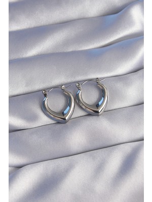 K-Yonlineticaret 316L Çelik Gümüş Renk Içi Oval Tasarımlı Küpe