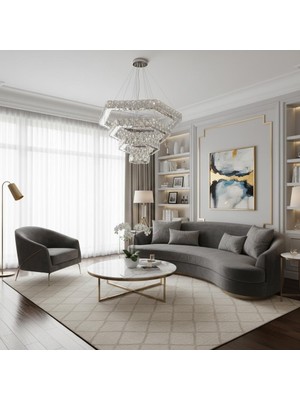 Elizim Home Lighting Kadem Kristal Taşlı 4 Katlı Ledli Avize