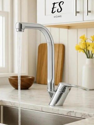 Lüx Borulu Mix Mutfak Bataryası Musluğu, Sıcak Soğuk Çift Su Girişli Şık Tasarım