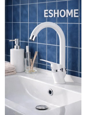 Beyaz Krom Baston Borulu Lavabo Bataryası Banyo Bataryası