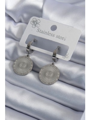 K-Yonlineticaret 316L Çelik Gümüş Renk Işleme Detay Kadın Küpe