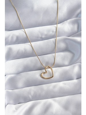 K-Yonlineticaret 316L Çelik Zincir Gold Renk Kalp Model Kadın Kolye