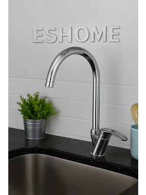 Baston Borulu Krom Parlak Yüzey 2 Yıl Garantili Mutfak Eviye Bataryası Musluğu